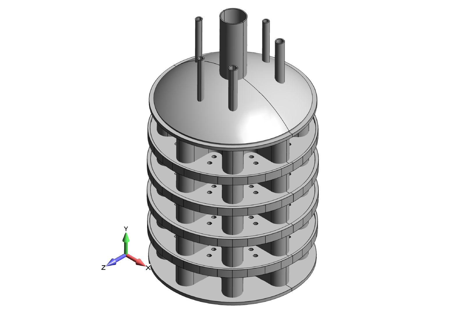 Figure 2: Final vessel design as a collection of surfaces ready for FEA plate meshing