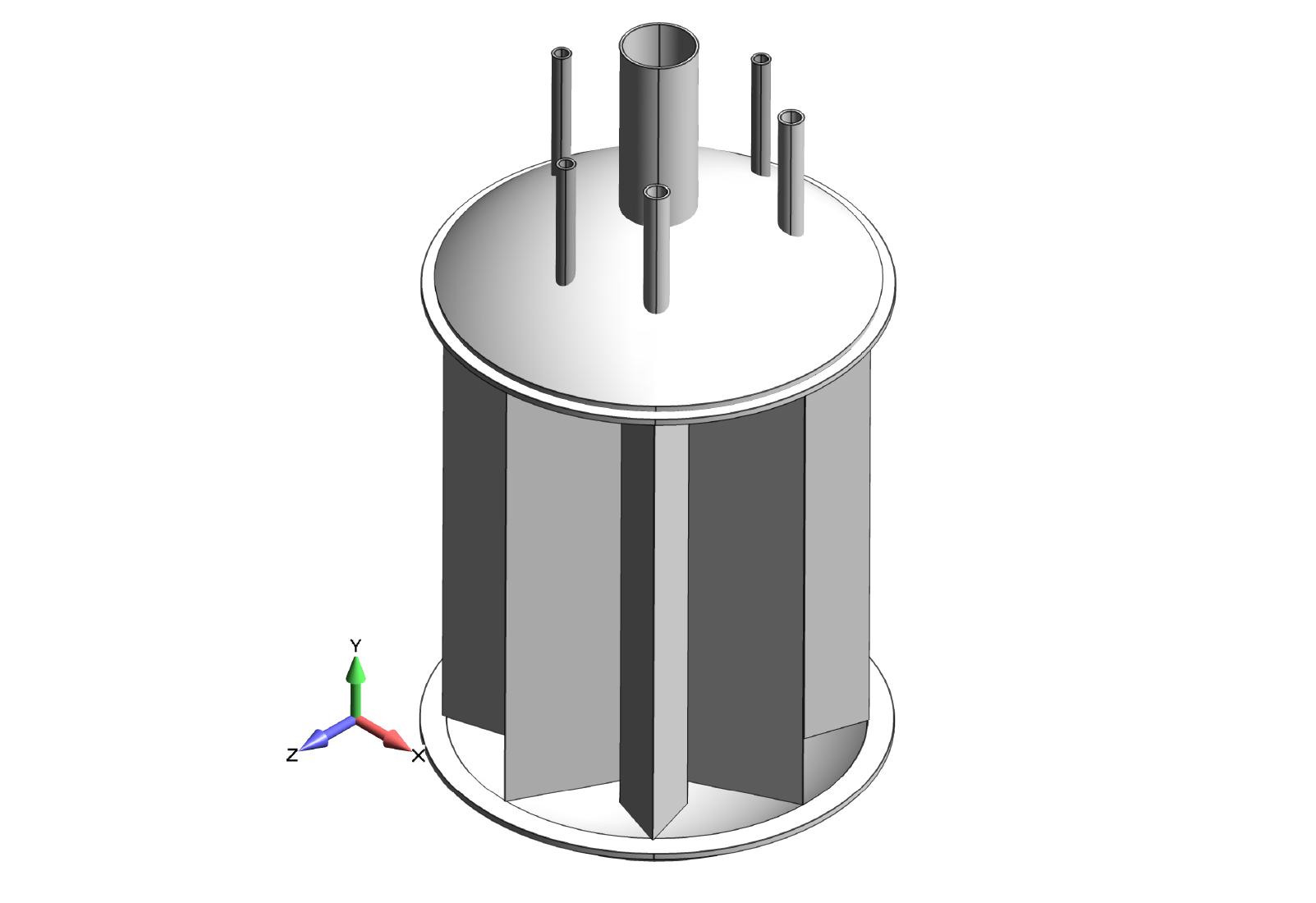 Figure 1: Original cryogenic ASME pressure vessel CAD geometry.