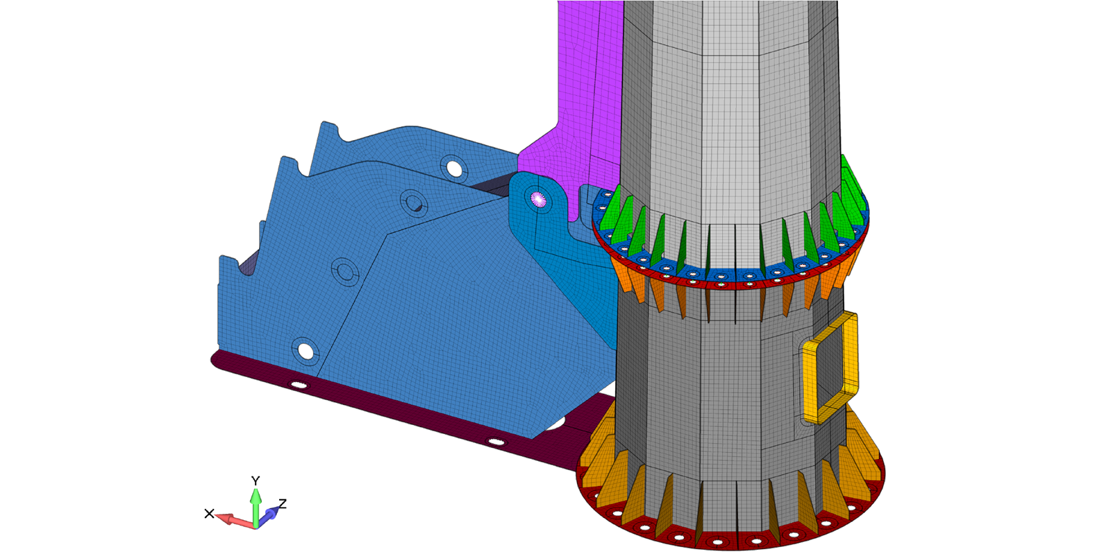 Femap finite element model of the hinged tower in the erect position - FEA Consultants