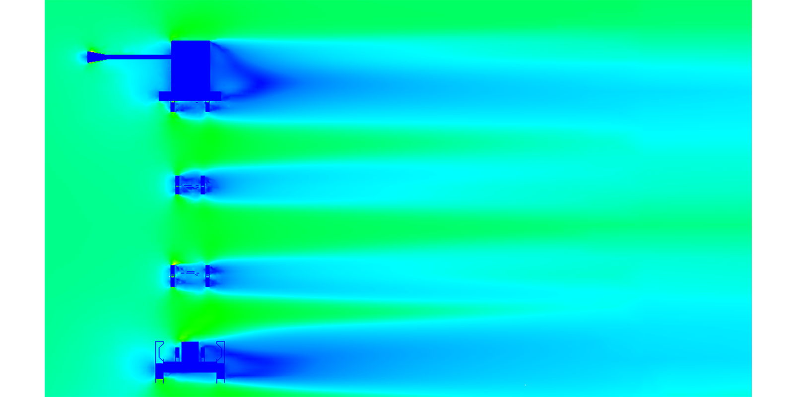 CFD wind velocity contour plot over scissor-lift