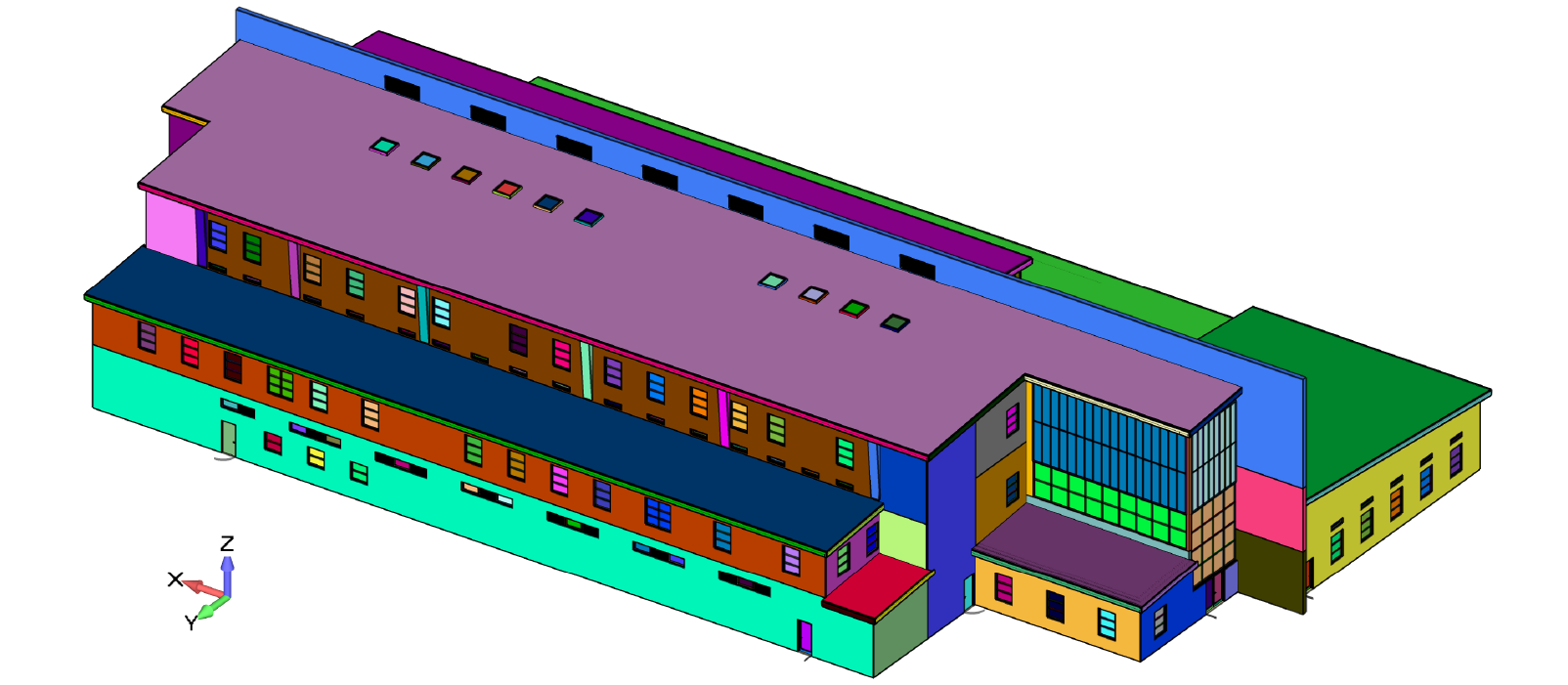 CAD Geometry of the LEED designed multipurpose building used as the starting point for the CFD simulation model