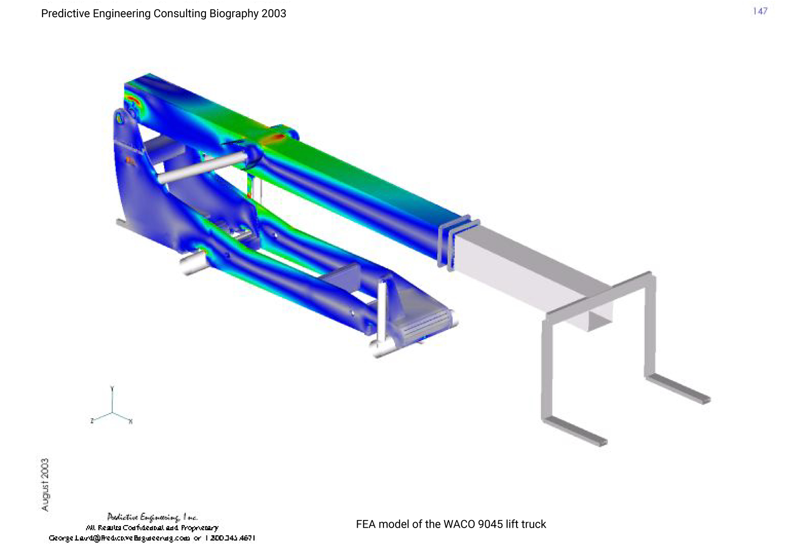 FEA model (Femap) of lift-truck with the boom in the carry position