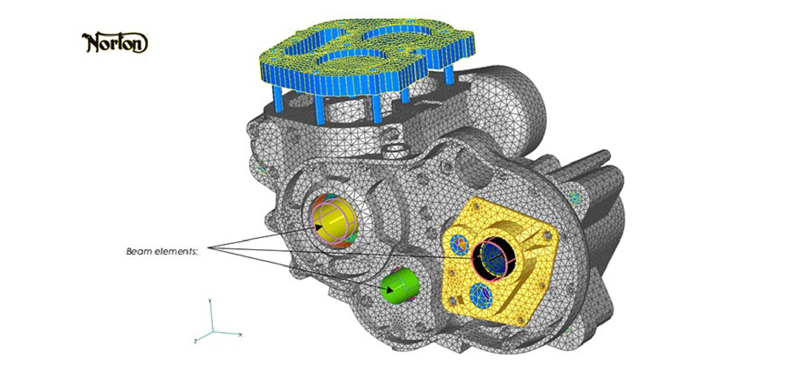 Model of Norton Engine Crankcase - FEA Consulting Engineers