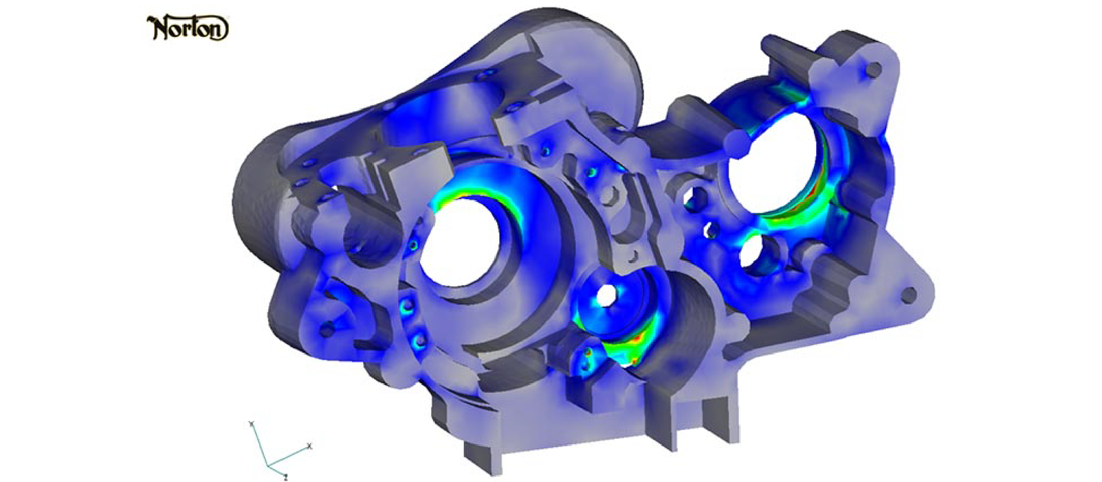 FEA model of Norton crankcase for oil sealing efficiency (no leaks) - Finite Element Analysis Engine Oil Seals