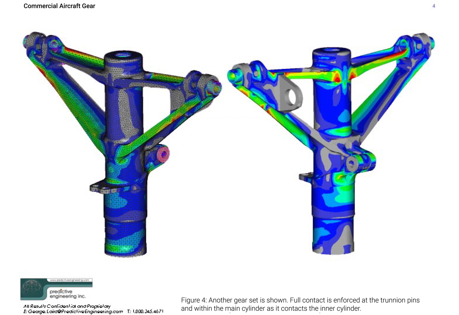 Another landing gear set is shown as mesh in Femap and analyzed in Nastran