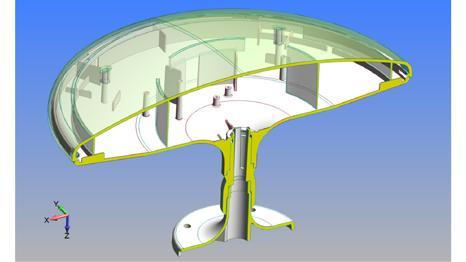 Initial CAD geometry for modern all-plastic antenna design