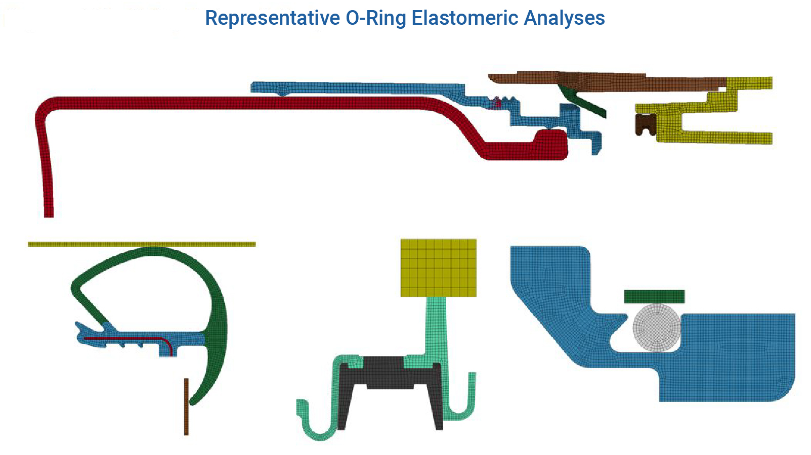 Figure 1 - Different O-Ring simulations from 2-D to Axisymmetric - LS-DYNA Consulting Services 