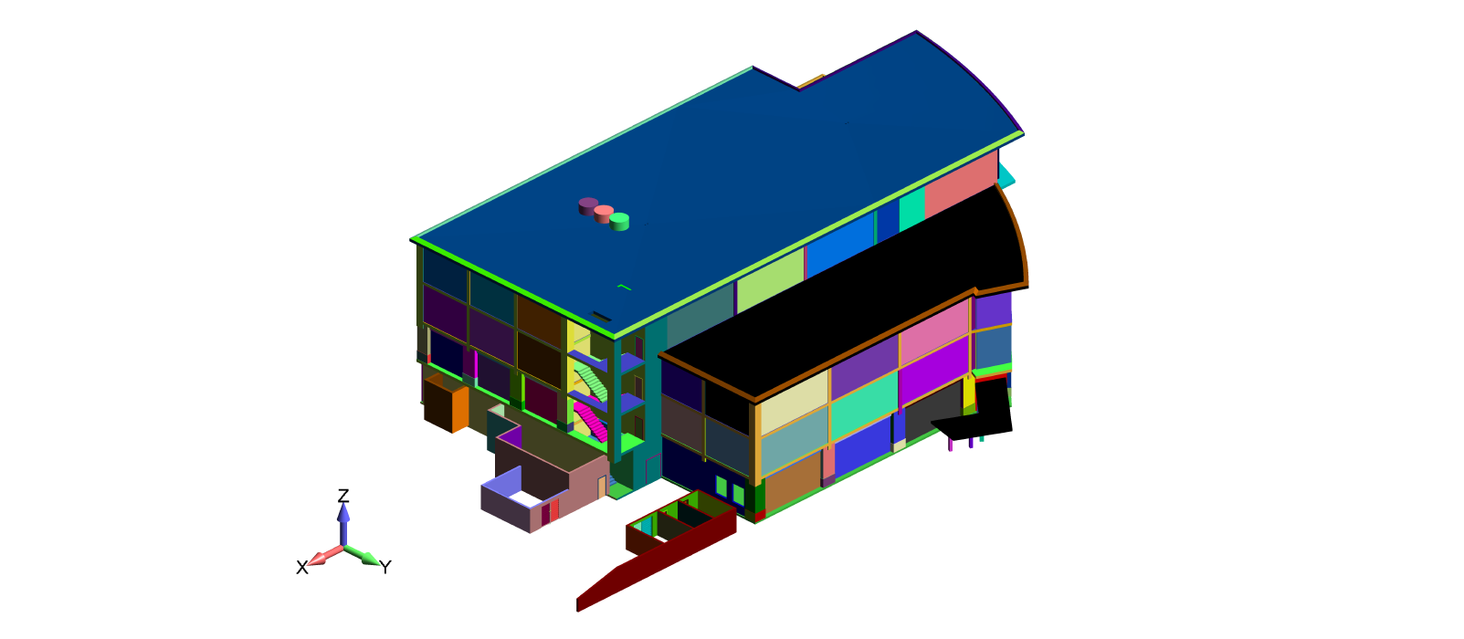 CAD geometry of the building unit used as the basis for the CFD model - CFD Consulting Services