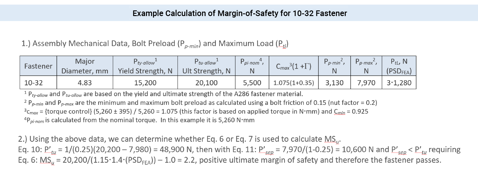 NASA 5020A - Example Calculation - Margin of Safety - FEA Spaceflight Engineering Consultants