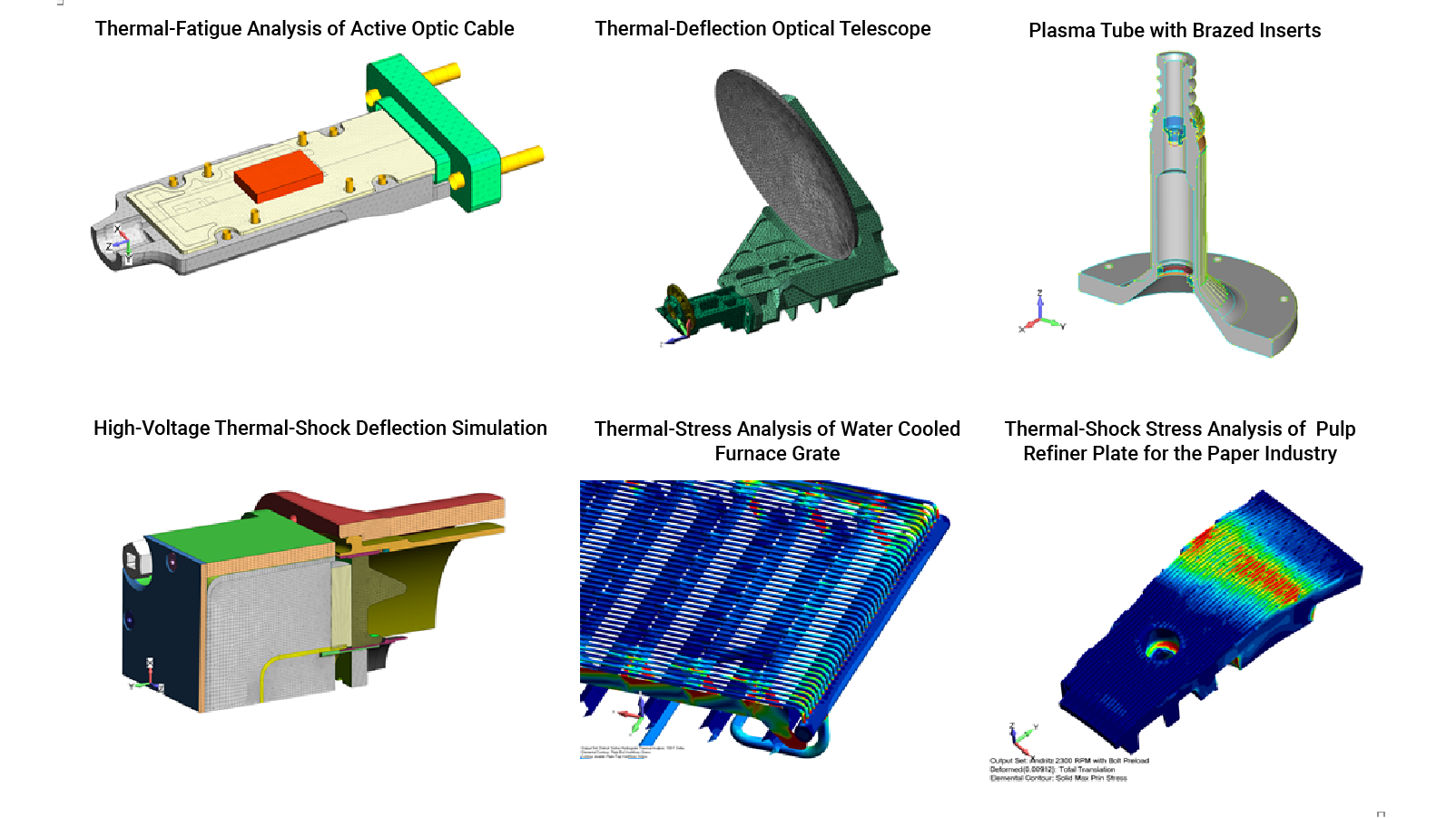 Summary of General Thermal-Stress Consulting Projects - FEA Thermal-Stress Services