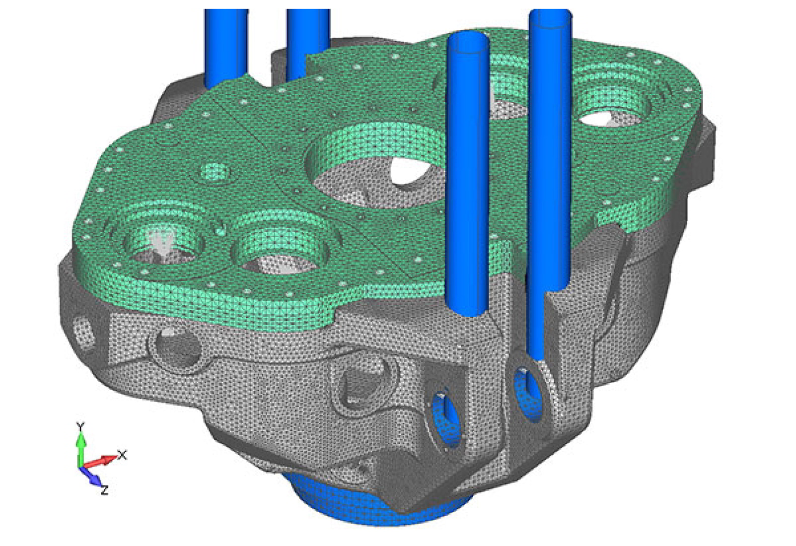 FEA model of 1,000 short ton top drive as analyzed by Predictive Engineering