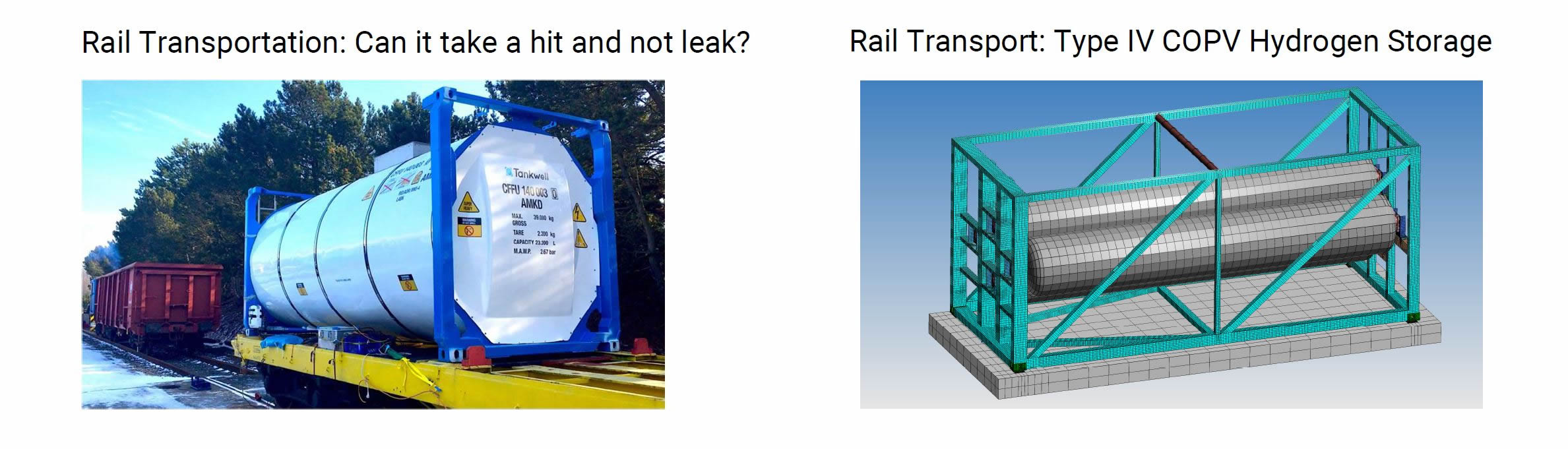 Rail Transportation Analysis: ISO 1496-3, Part 6.6 Dynamic Longitudinal Impact Test. Normal modes analysis to determine fundamental response. Vibration FEA engineering services for the railroad car industry. Rail Transportation Analysis: ISO 1496-3, Part 6.6 Dynamic Longitudinal Impact Test. Normal modes analysis to determine fundamental response. Vibration FEA engineering services for the railroad car industry.