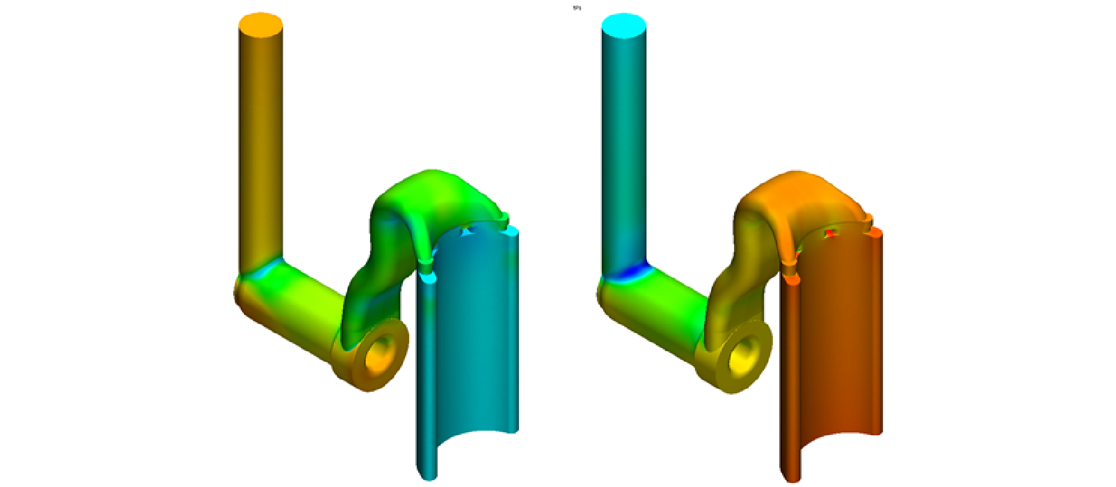 The CFD analysis determined the pressure drop for the piston pump in both pump and motor mode. The pressure drop across bends, expansions, constrictions and other discontinuities is dependent on the direction of flow