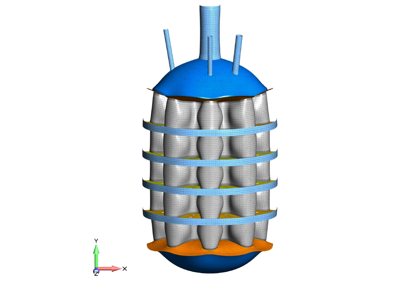 Figure 3: An exaggerated deformation of the vessel under high pressure loading