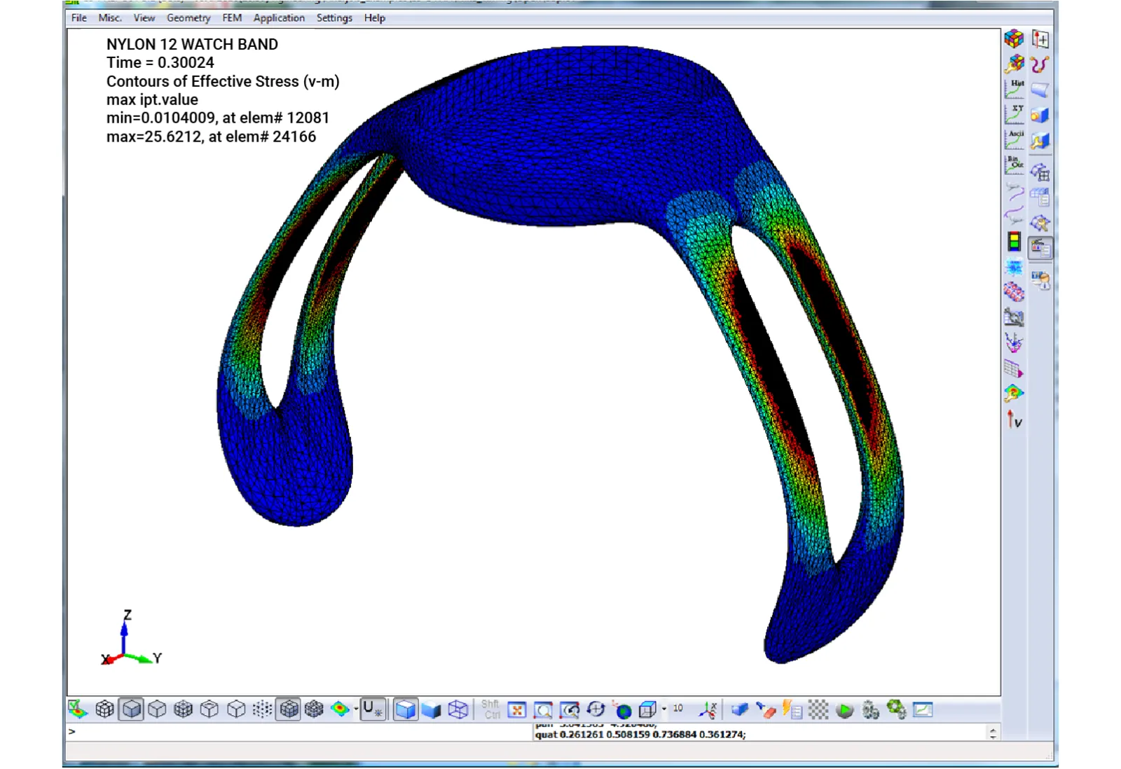 LS-DYNA Nonlinear Analysis of Nylon 12 plastic watch band