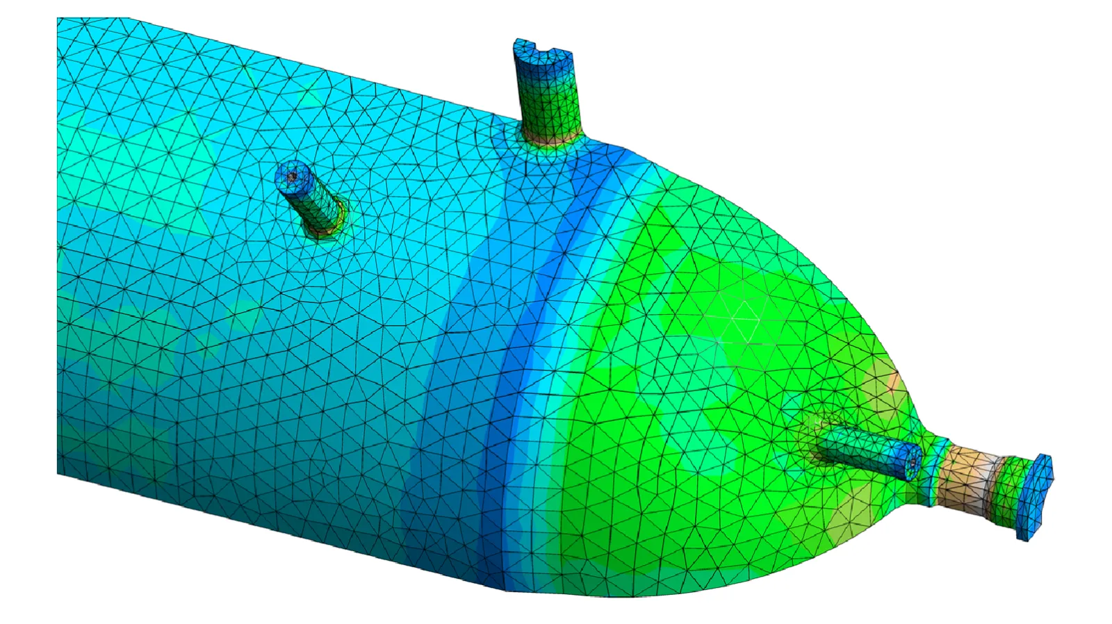 Figure 3: Thermal-stress results from transient thermal analysis from LOX filling