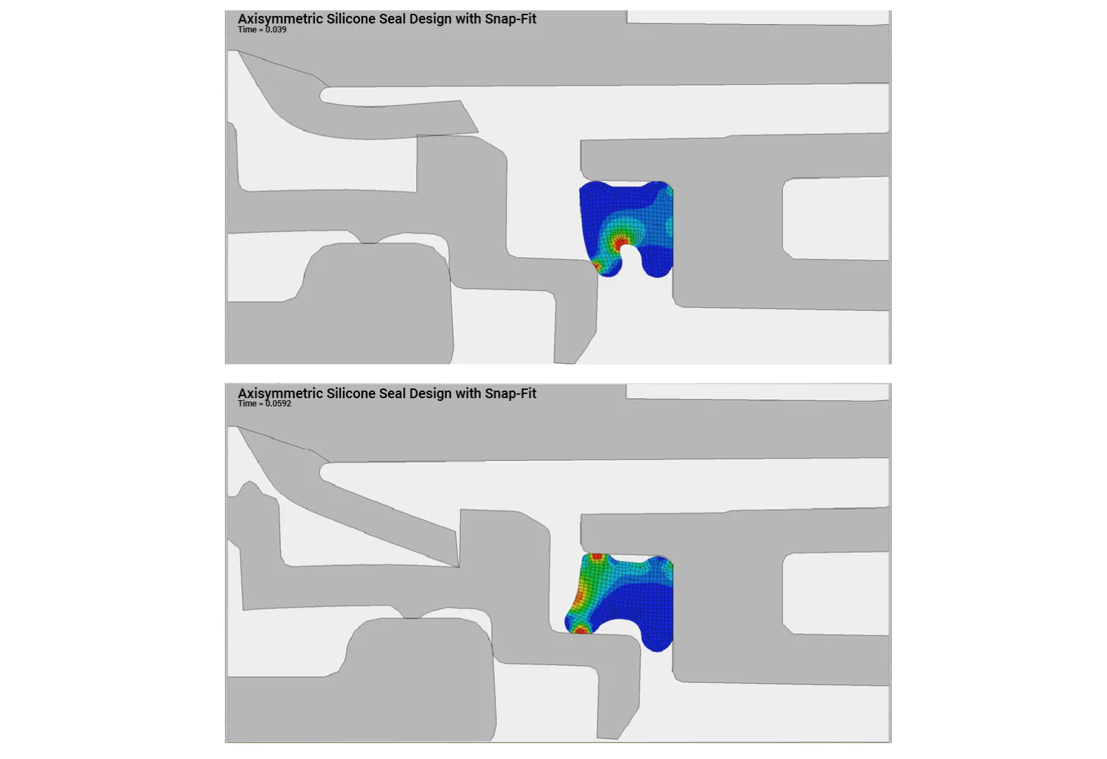 Elastomeric seal design using LS-DYNA analysis with plastic Snap-Fit Mechanism