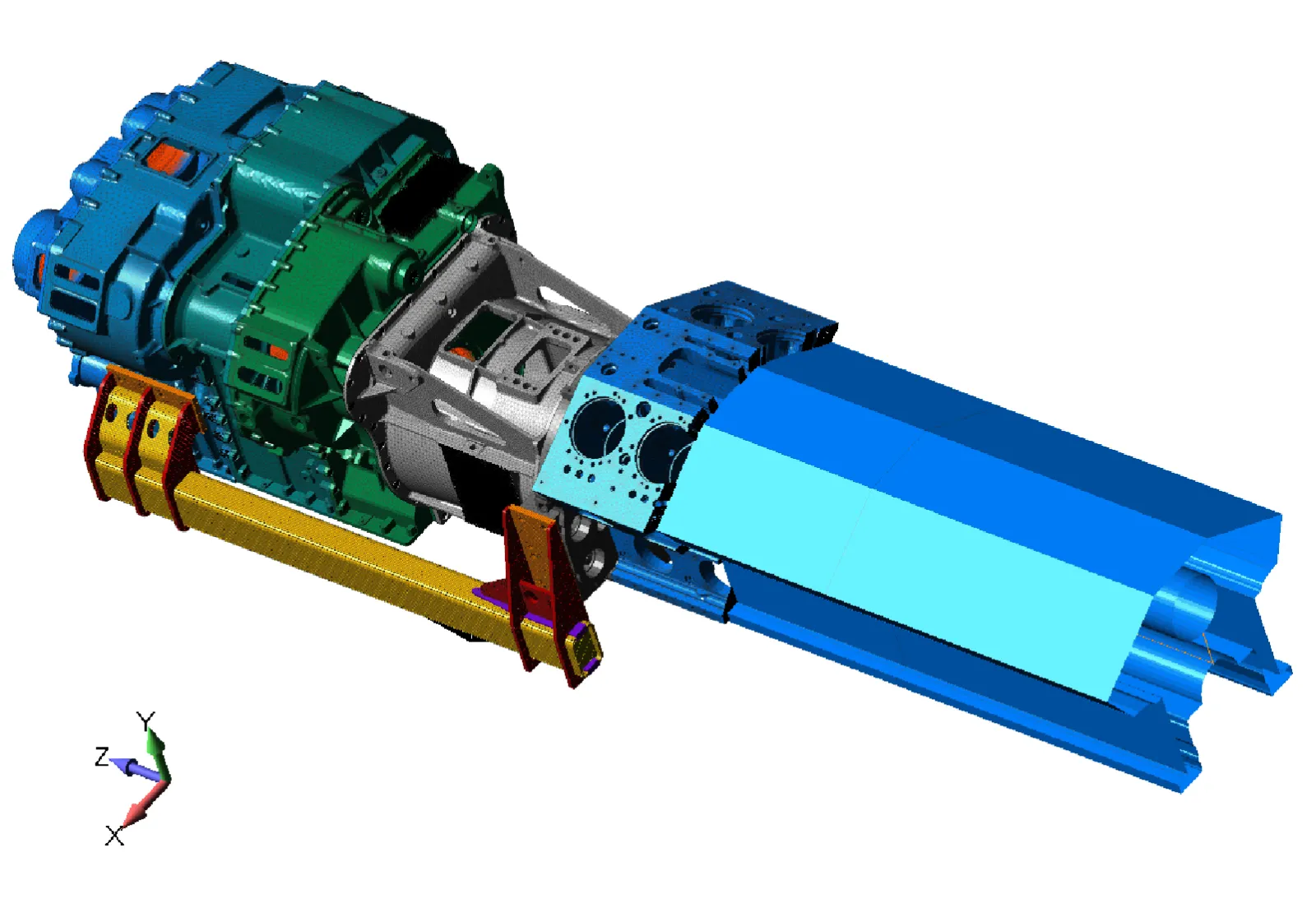 Structural and modal analysis optimization of a large 3,000 HP transmission for the oil and gas industry.  