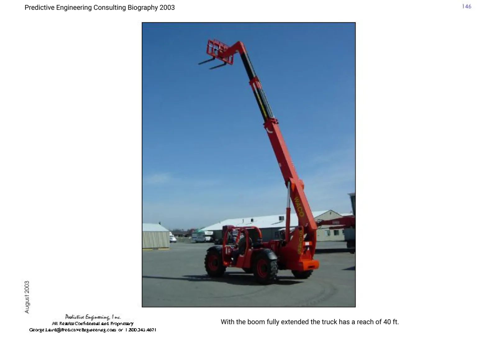 Lift truck analyzed using FEA with the boom fully extended