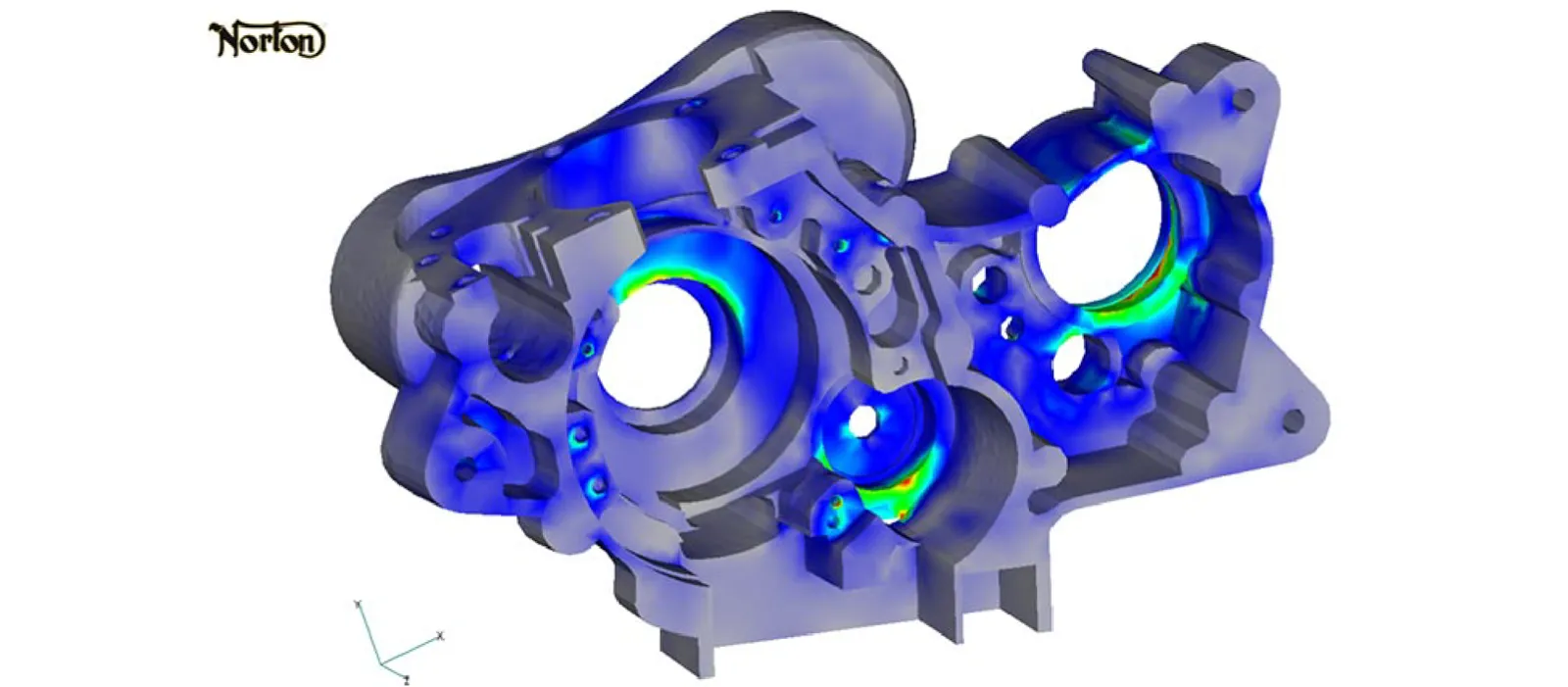 FEA model of Norton crankcase for oil sealing efficiency (no leaks) - Finite Element Analysis Engine Oil Seals