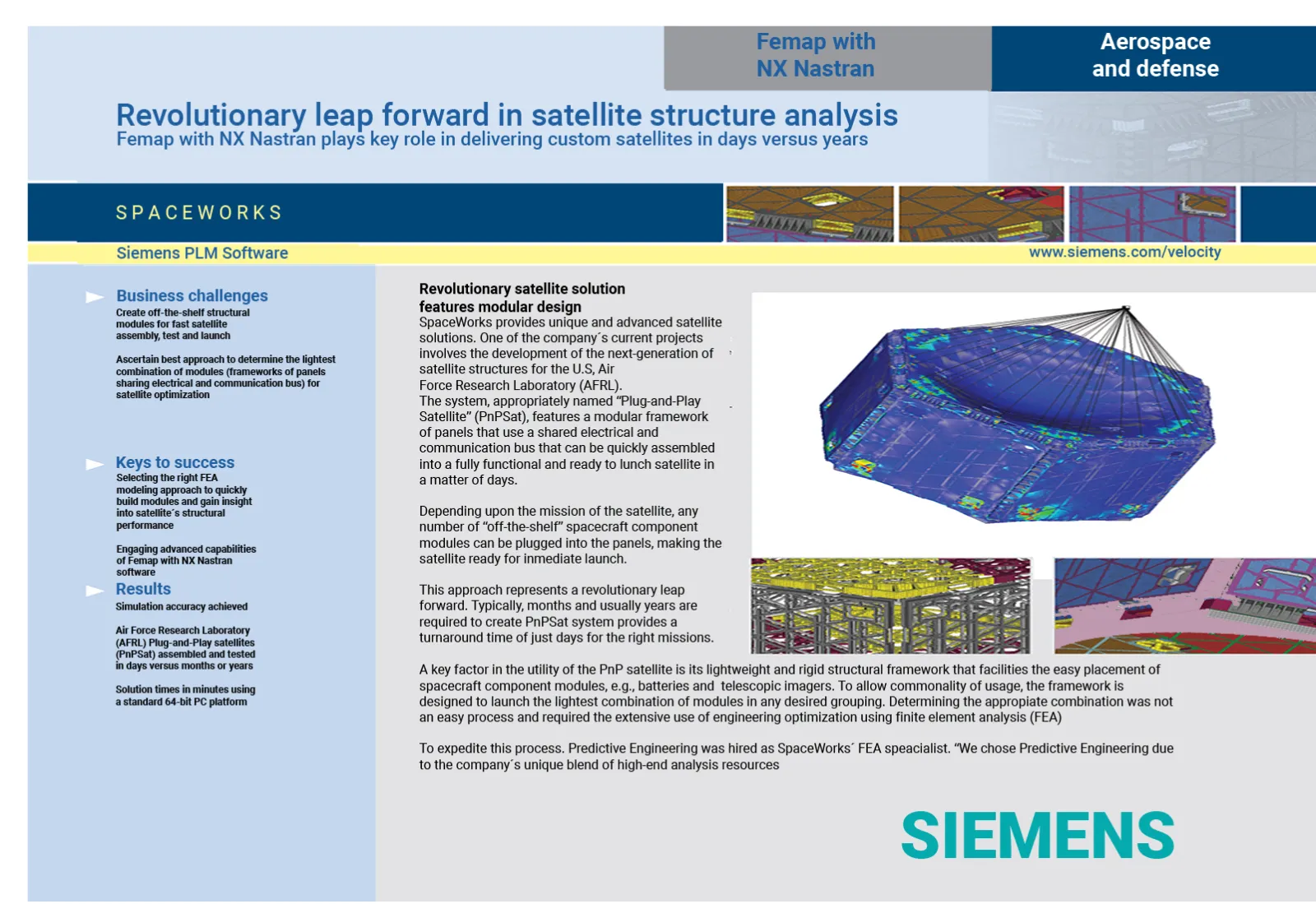 Spaceworks success story on their PnP Satellite using PSD Analysis - Predictive Engineering, Portland Oregon Siemens Digital Industries Software