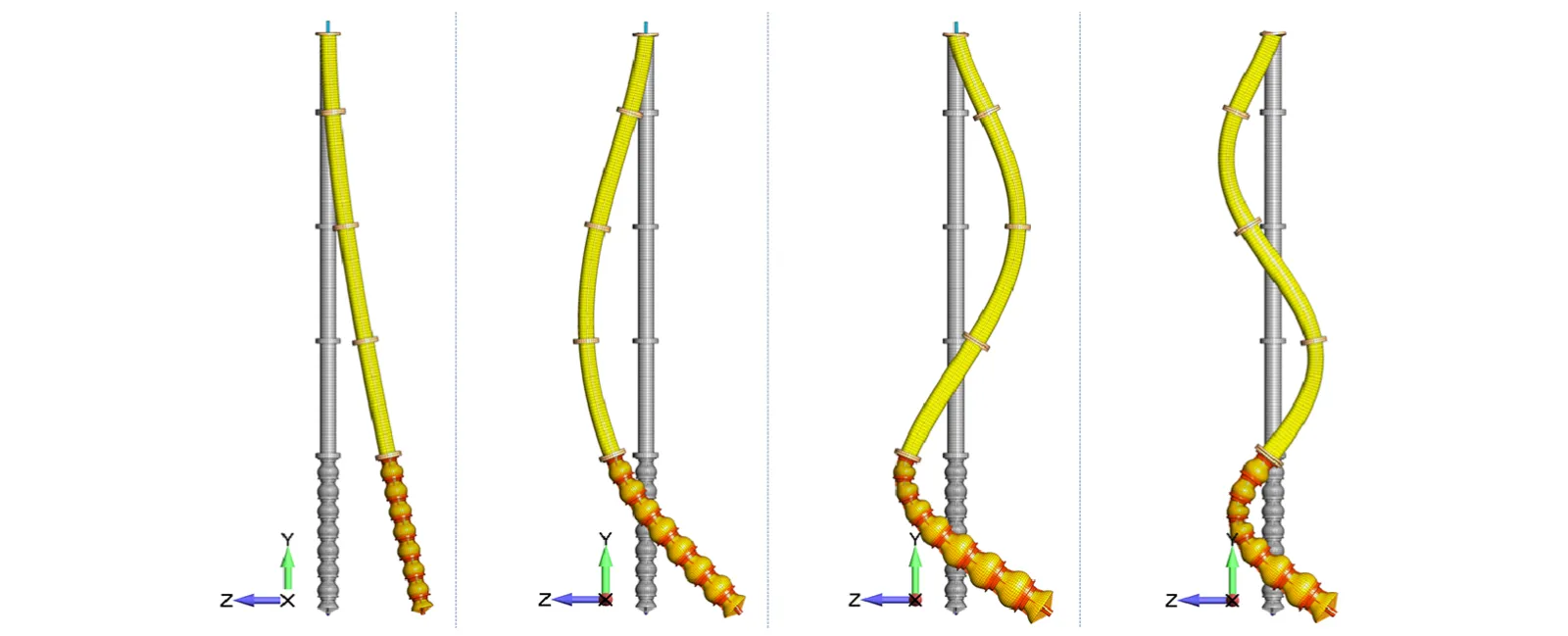 Normal mode shapes of the vertical pump with added mass (Fritz) - Vibration of Submerged Pumps, Vessels and Structures - FEA Consulting Services