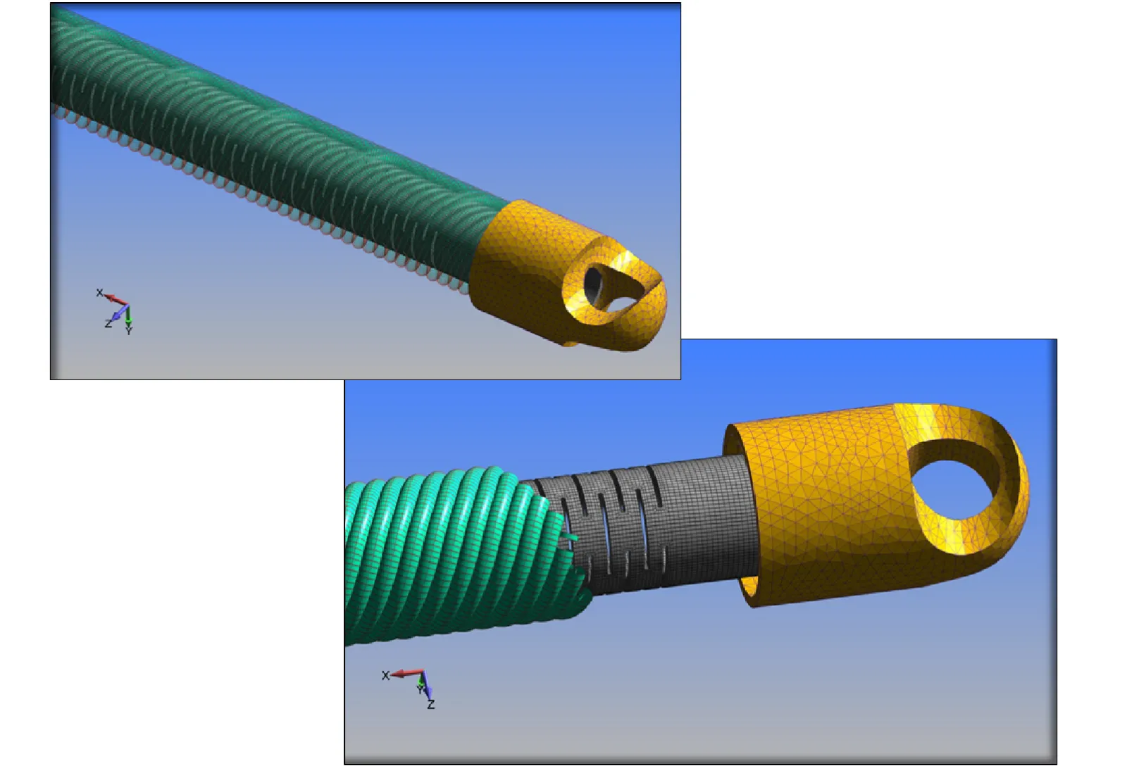 Figure 1: Flexible-shaft medical tool for bone marrow extraction with filar (wire) strands wrapped around a flexible Nitinol tube to provide torsion stiffness while provided an extraction path for the extraction product.