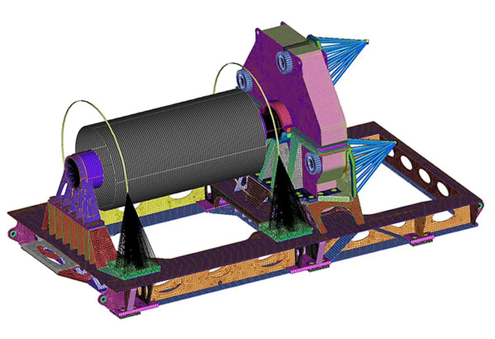 Off-shore oil drilling platform high-speed top drive winch - FEA Consultants, Portland, Oregon USA