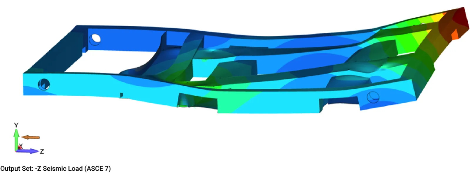 Deflection Results from Seismic FEA Simulation - ASCE 7-95 Seismic Load Analysis