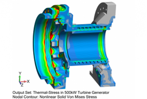 Predictive Engineering’s Thermal-Stress Consulting Experience - Image of 500kW Turbine Generator under thermal-stress loading