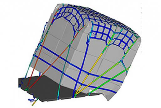 Nonlinear FEA consulting with LS-DYNA - Nylon Strap Failure of Cargo Net System under 9G Airplane Crash Landing